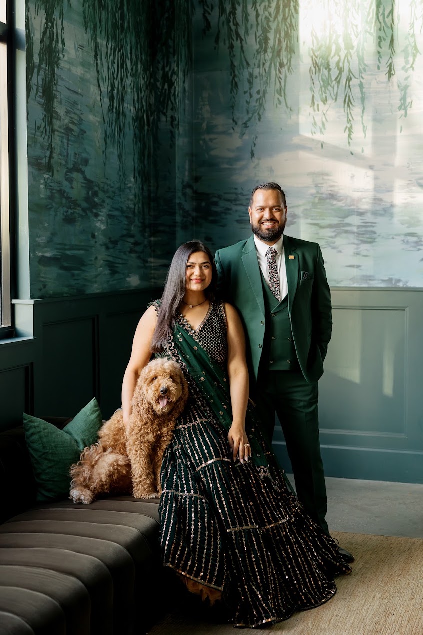 Owners Saloni Desai and Sameer Navelkar with their dog Theodore