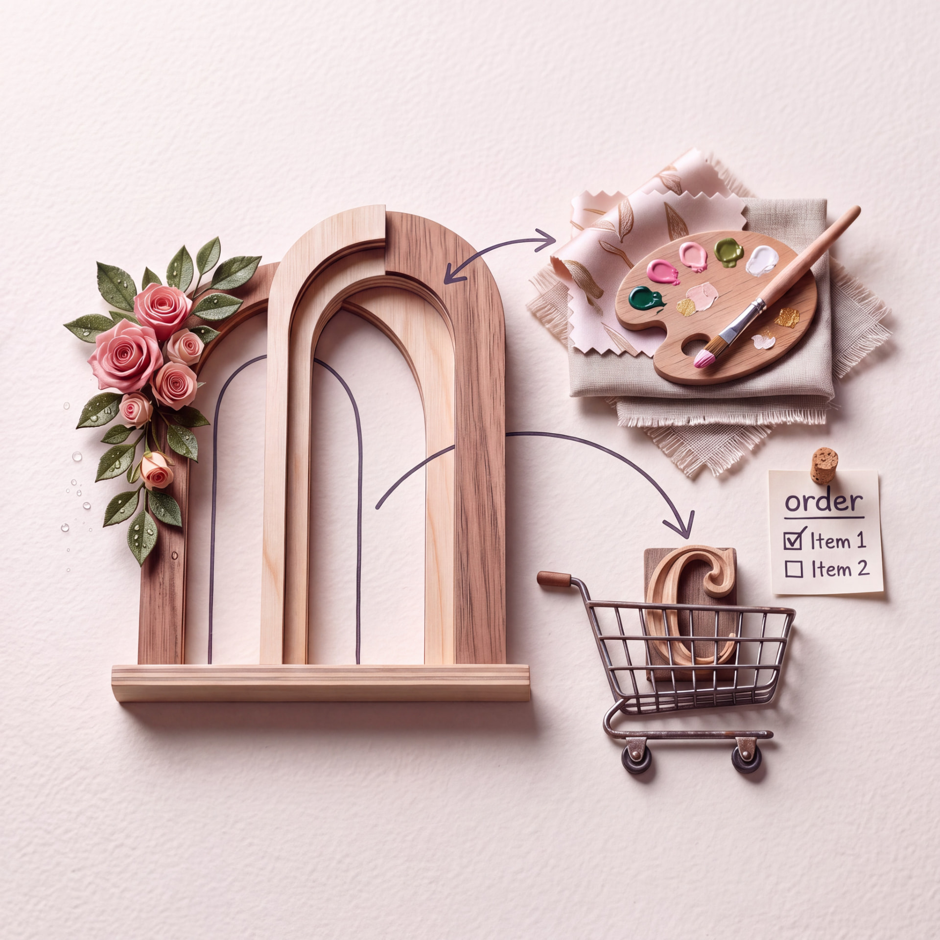 Custom Party In A Box kit with floral arches and pedestals
